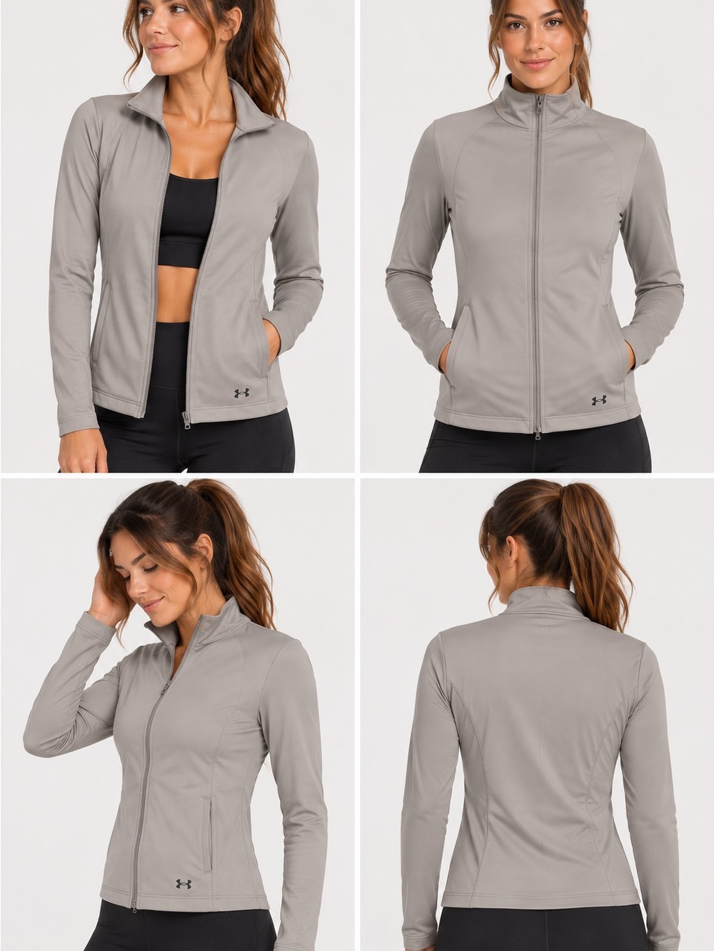 Under Armour Fitted Full Zip Training Jacket – Gray/Taupe – Size Large
